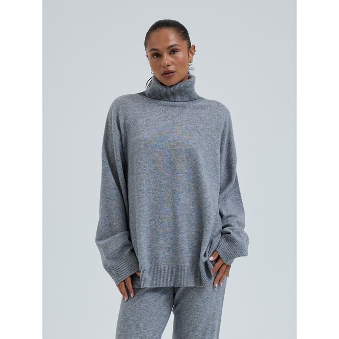 Hovedbilde Wool Cashmere, Roll Neck Jumper, Ash Melange, ...