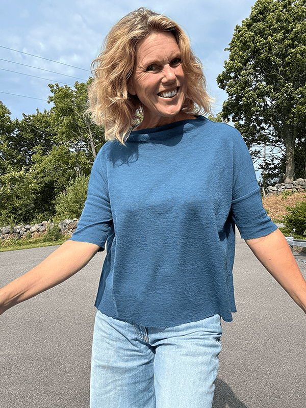 4083 T-Skjorte Vid Splitter, Denim Blue, Merino