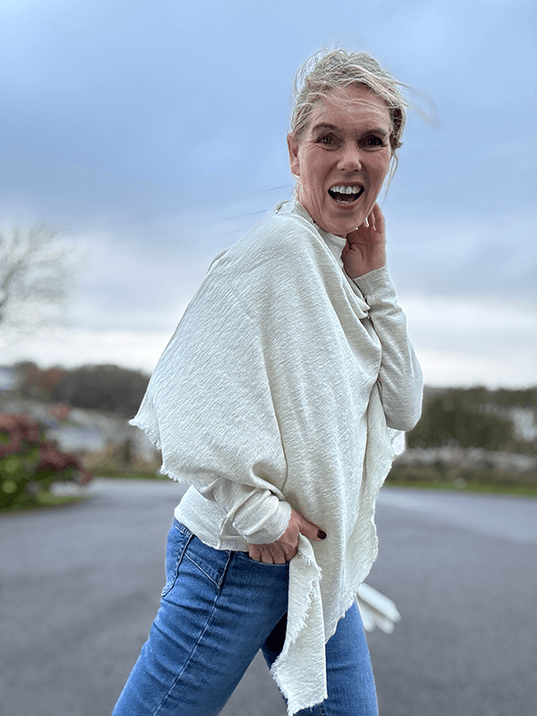 1001 Poncho, Pearl Grey Melange, Merino