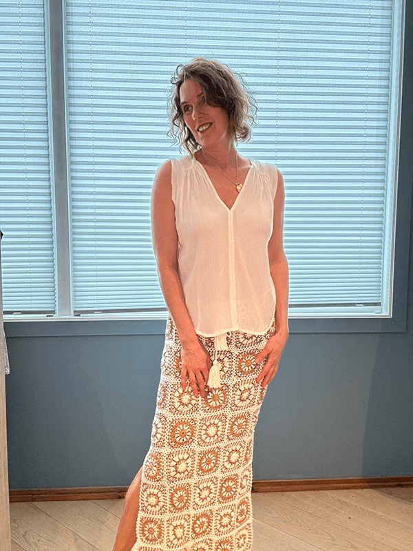 Fiji Skjørt, Ivory / Sand, Heklet