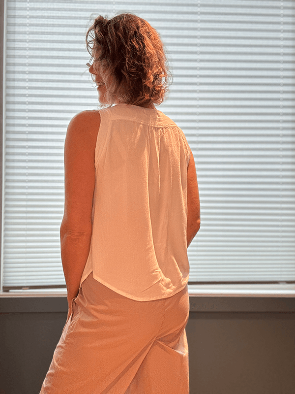 Venice Topp, Ivory, Rayon Crinckle